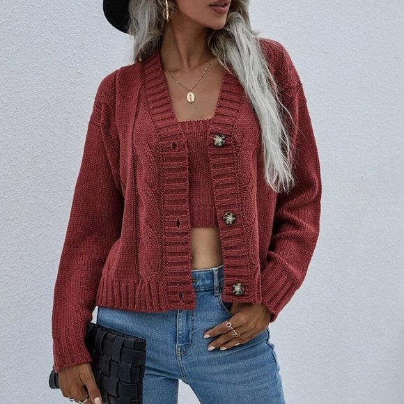 MODA ME COUTURE Sweaters - CASUAL DOLLZ Sweater Set -burgundy